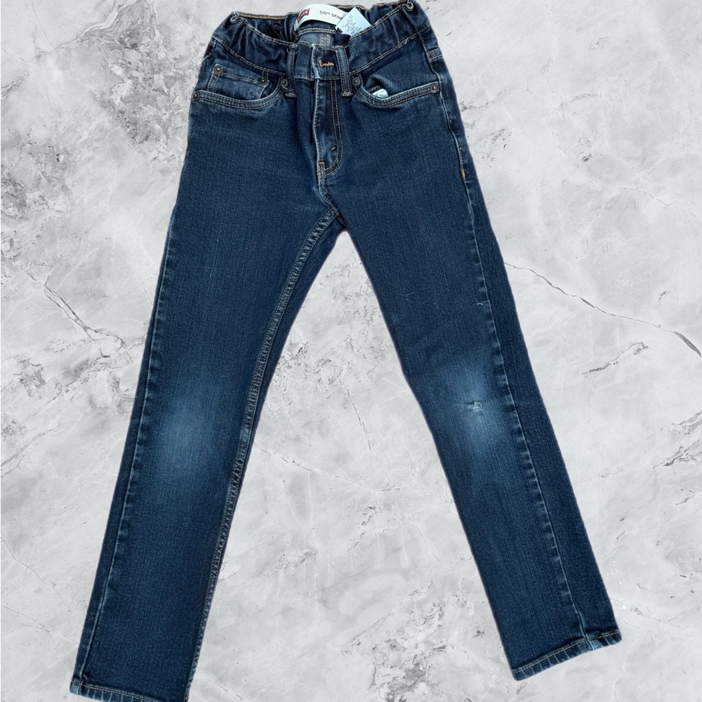 Levis 510 Jeans Boys Size 8 Skinny Dark Wash Stretch W24xL22   Adjustable Waist